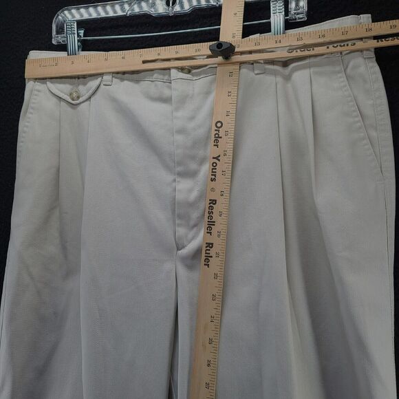 Haggar Mens Dress Pants Beige Size 40 100% Cotton Button Zip Closure Pockets - Picture 15 of 16